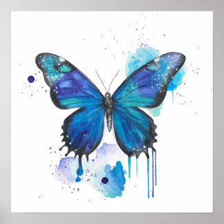 Poster Colourful Butterfly Watercolour Artwork