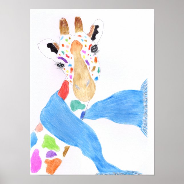 Poster Colourful giraffe (Frente)