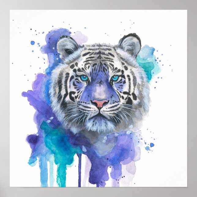 Poster Colourful Tiger Watercolor Artwork (Frente)