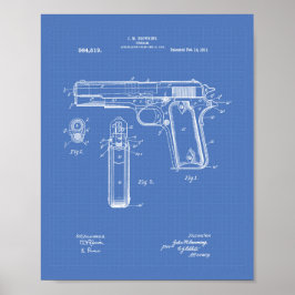 Poster Colt.45 1911 Patent Art - Blueprint