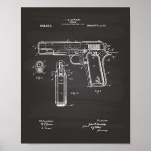 Poster Colt.45 1911 Patent Art - Chalkboard