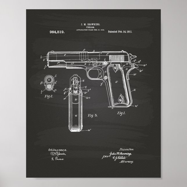 Poster Colt.45 1911 Patent Art - Chalkboard (Frente)