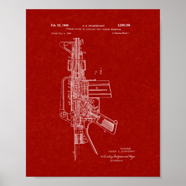 Poster Colt AR- 15 Patente Semi-Automática De Rifes - Bor (Frente)