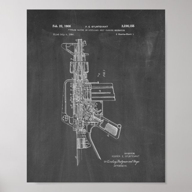 Poster Colt AR- 15 Patente Semi-Automática De Rifes - Cal (Frente)