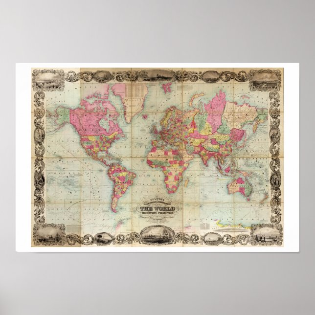 Poster Colton Ilustrado, Mapa do Mundo Pequeno (Frente)