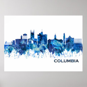 Poster Columbia Missouri Skyline Blue