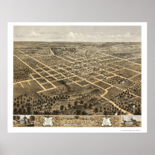 Pôster Colúmbia, MO Mapa Panorâmico - 1869
