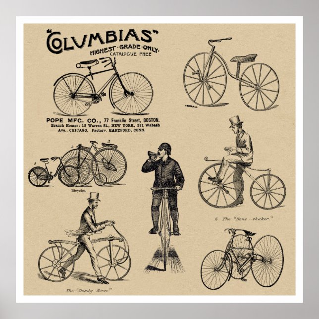 Poster Columbias Vintage Bicicletas (Frente)