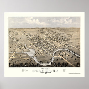 Poster Columbo, mapa panorâmico dos WI - 1868