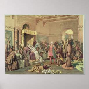 Poster Columbus at the Royal Court of Spain in Barcelona