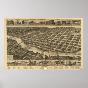 Poster Columbus Georgia 1886 Antique Panoramic Map