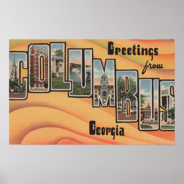 Poster Columbus, Geórgia - Cenas com Letras Grandes (Frente)