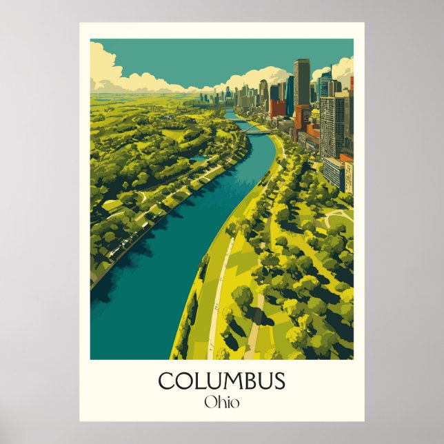 Poster Columbus Ohio Capital City Skyline Modern Urban (Frente)