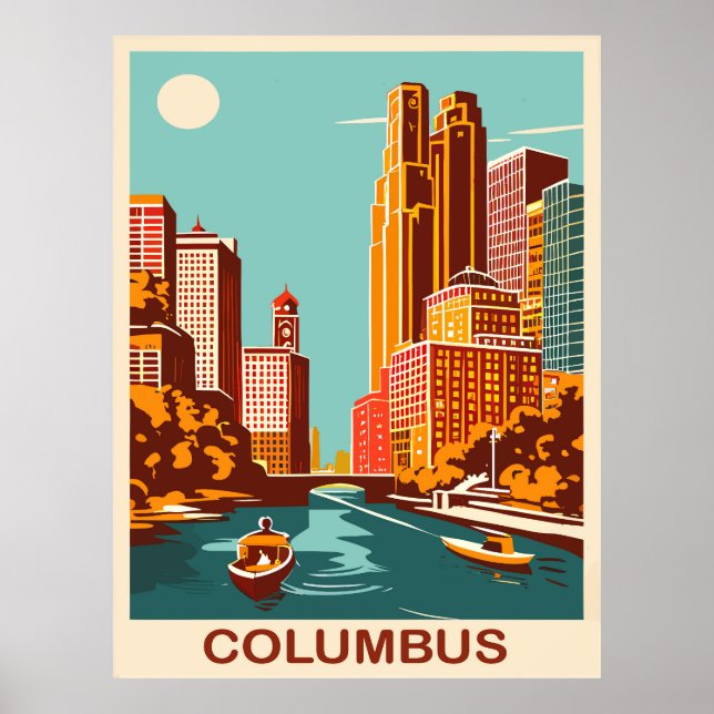 Poster Columbus, Scioto River, Ohio, Viagem (Frente)