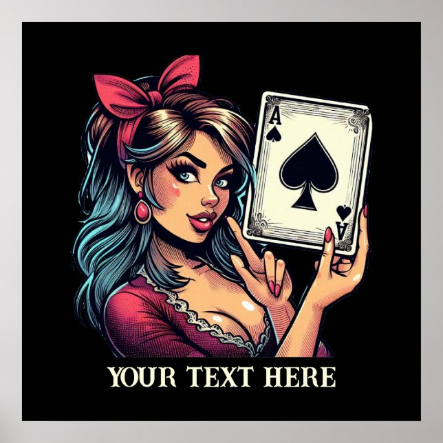 Poster Coluna de poker de safra bonita adiciona texto (Frente)