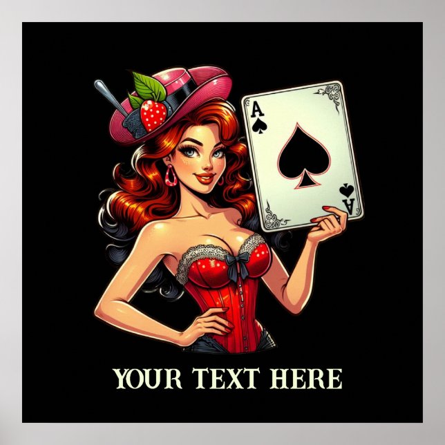 Poster Coluna de poker de safra bonita adiciona texto (Frente)