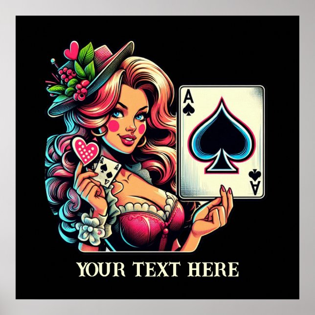 Poster Coluna de poker de safra bonita adiciona texto (Frente)