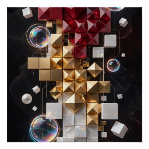 Pôster Coluna Mosaico de Natal Futurista 3D
