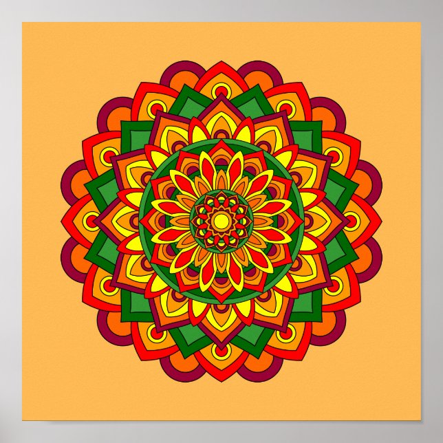 Poster Colunas Floral Mandala Brilhantes (Frente)