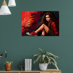 Poster Colunas vermelhas, shorts, criança, estilo