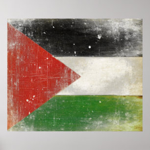 Poster com a bandeira afligida de Palestina