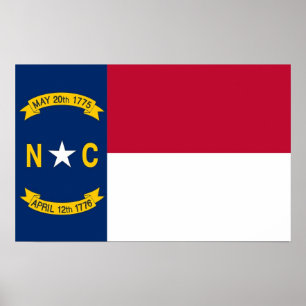 Poster com a bandeira de North Carolina, EUA
