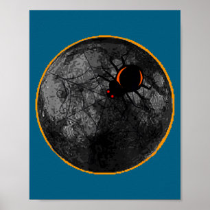 Poster Com Aranha Teia Arácnido Lua Solar