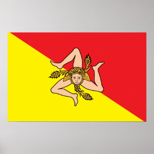Poster com bandeira da Sicília, Itália