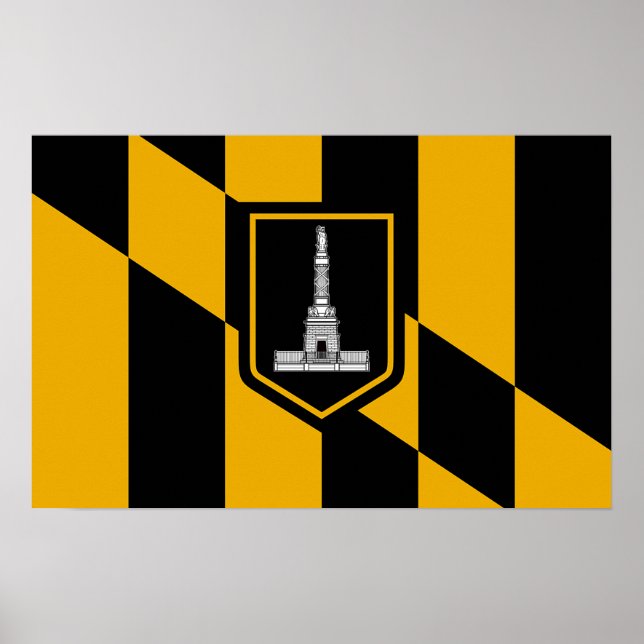 Poster com Bandeira de Baltimore, Maryland, EUA (Frente)