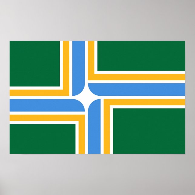 Poster com bandeira de Portland, Oregon, EUA (Frente)