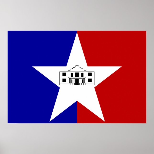 Poster com bandeira de San Antonio City, EUA (Frente)