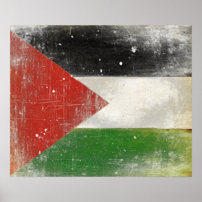 Poster com bandeira em chamas da Palestina (Frente)