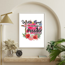 Poster Com Deus Todas as Coisas São Possíveis Bíblia Cris