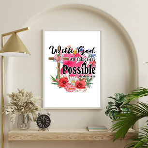 Poster Com Deus Todas as Coisas São Possíveis Bíblia Cris