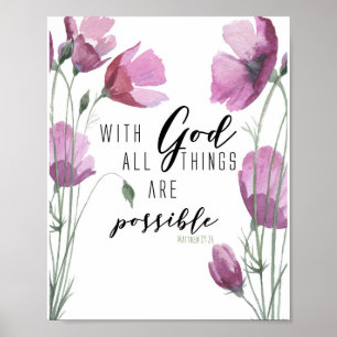 Poster Com Deus todas as coisas são possíveis. Mateus 19: