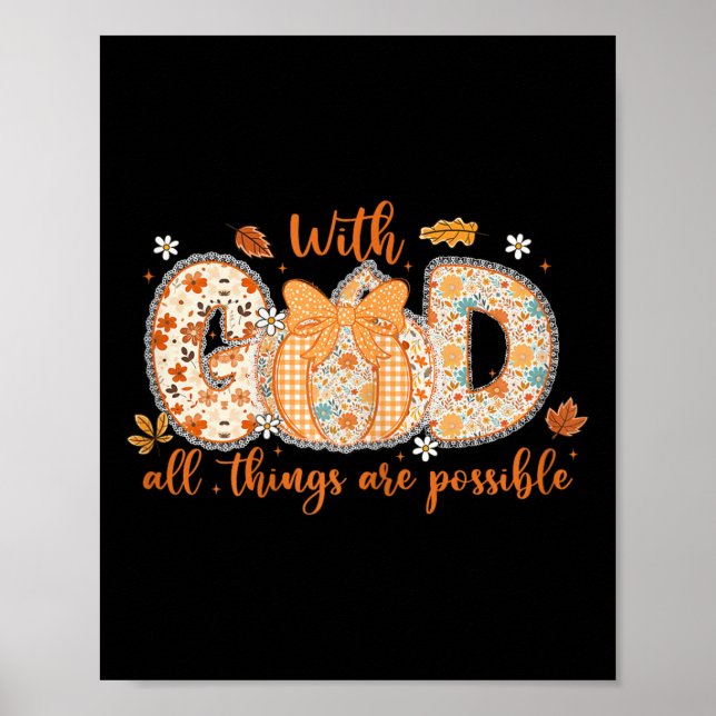Poster Com Deus Todas as Coisas São Possíveis Padrão de A (Frente)