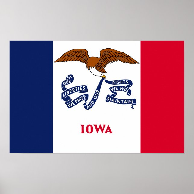 Poster com Flag de Iowa, EUA (Frente)