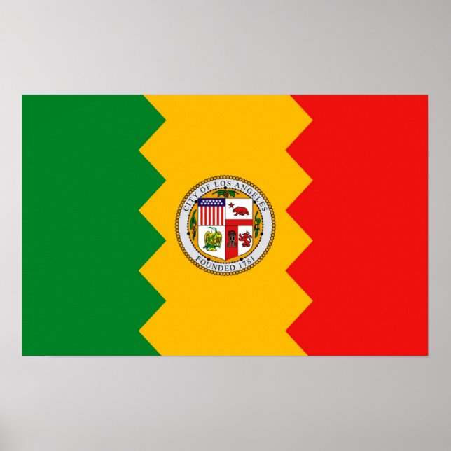 Poster com Flag de Los Angeles, Califórnia, EUA (Frente)