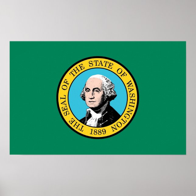Poster com Flag de Washington, EUA (Frente)