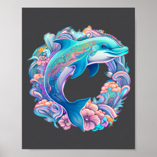 Poster Com Ilustração Festiva de Páscoa Golfinho Encantad