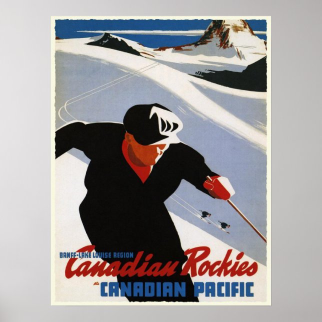 Poster com Impressão de Esqui de Rockies Canadense (Frente)