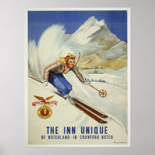 Poster com impressão do esqui do vintage