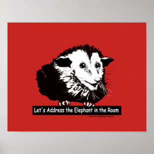 Poster com mensagem e gambá