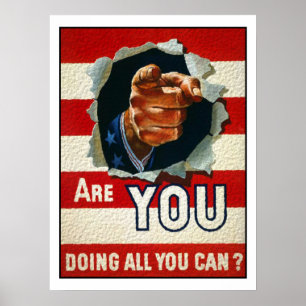 Poster com motriz patriótico da segunda guerra