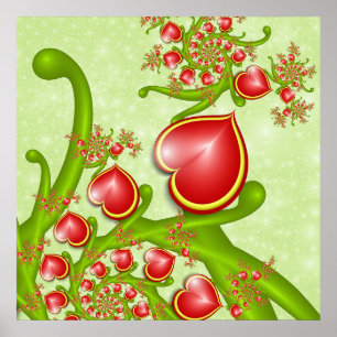 Poster Com muito amor Corações Amarelas Vermelhas Arte 