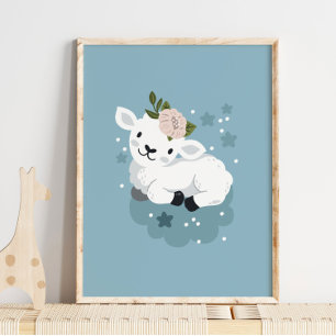 Pôster com Nome de Animal Cordeiro Arte de Pared