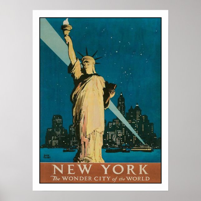 Poster com o Impressão Vintage de Nova Iorque (Frente)
