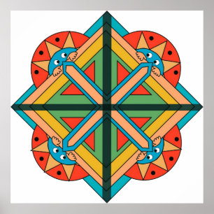 Poster com o tema Art Deco e os rostos engraçados