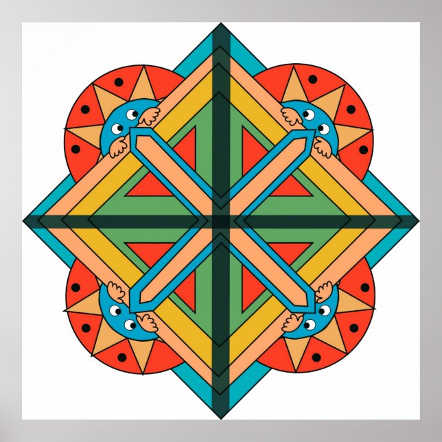 Poster com o tema Art Deco e os rostos engraçados (Frente)