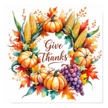 Poster com Pumpkin e Corn Wreath